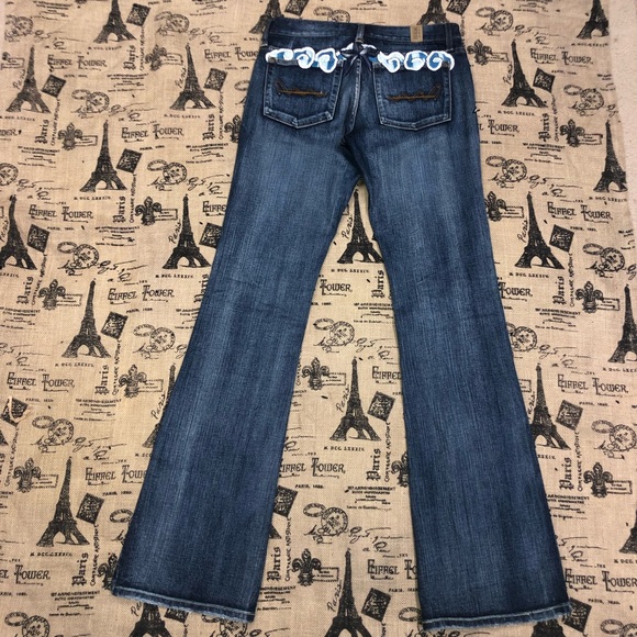 Switch USA Embroidered Bird Dark Wash Flare Bootcut Jean Size 27 - Picture 8 of 14
